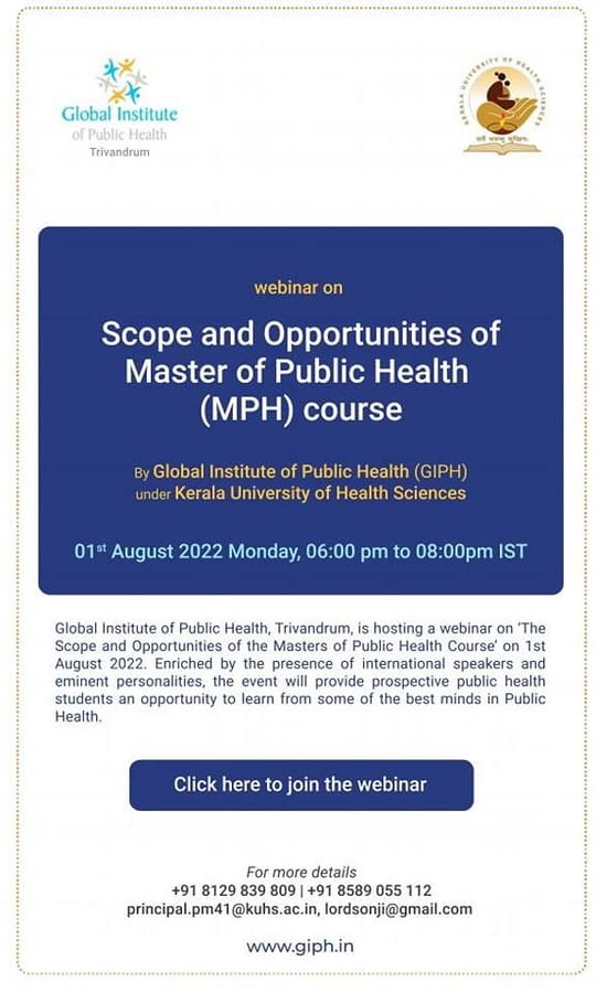 International Webinar on the Scope and Opportunities of Public Health